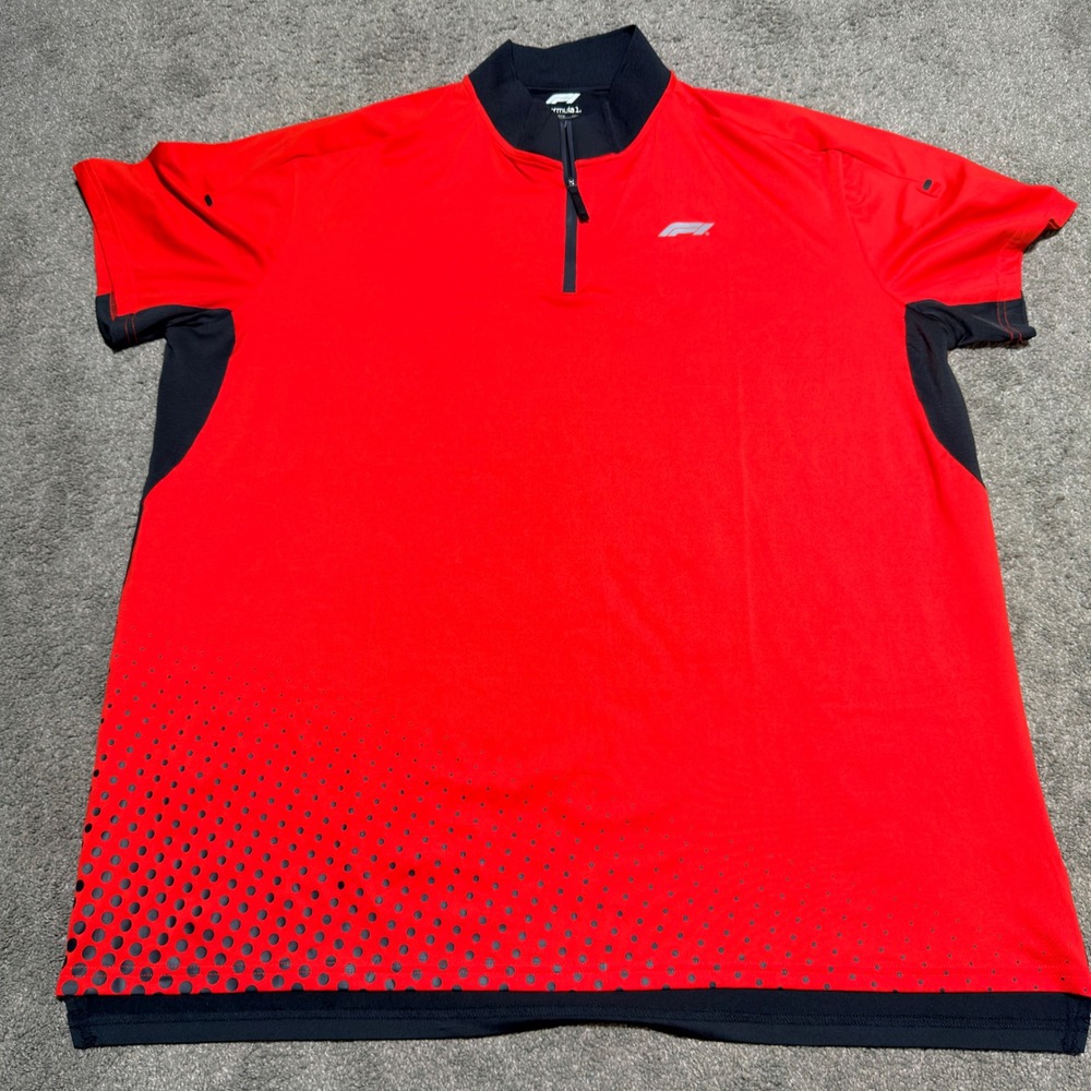 Formula 1 F1 Mens 3XL Red Black Quarter Zip Performance Polo Shirt Racing Logo